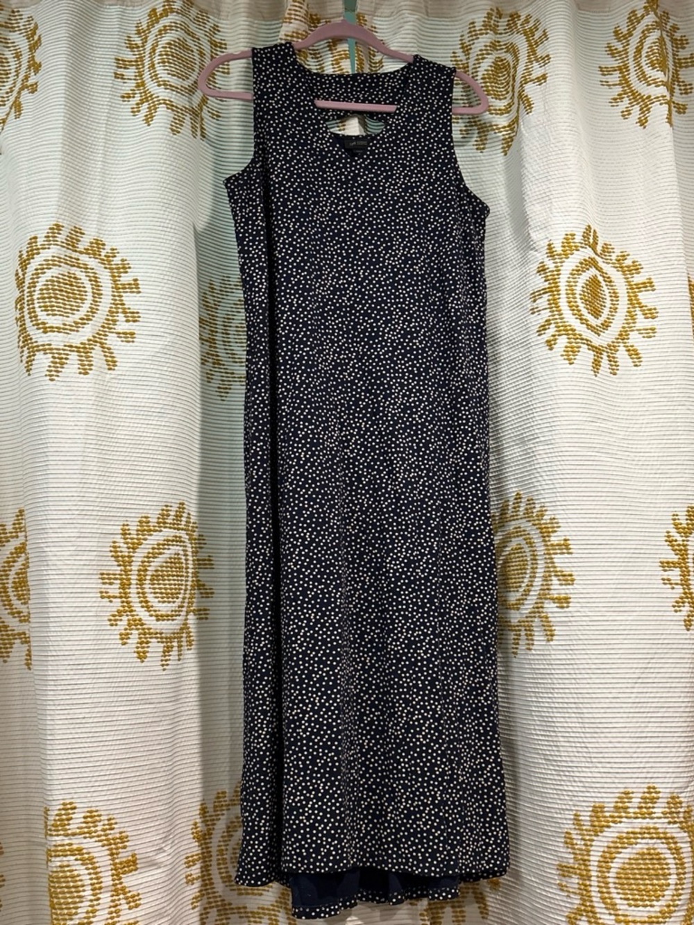J. Jill navy Sleeveless Polka Dot Maxi Dress